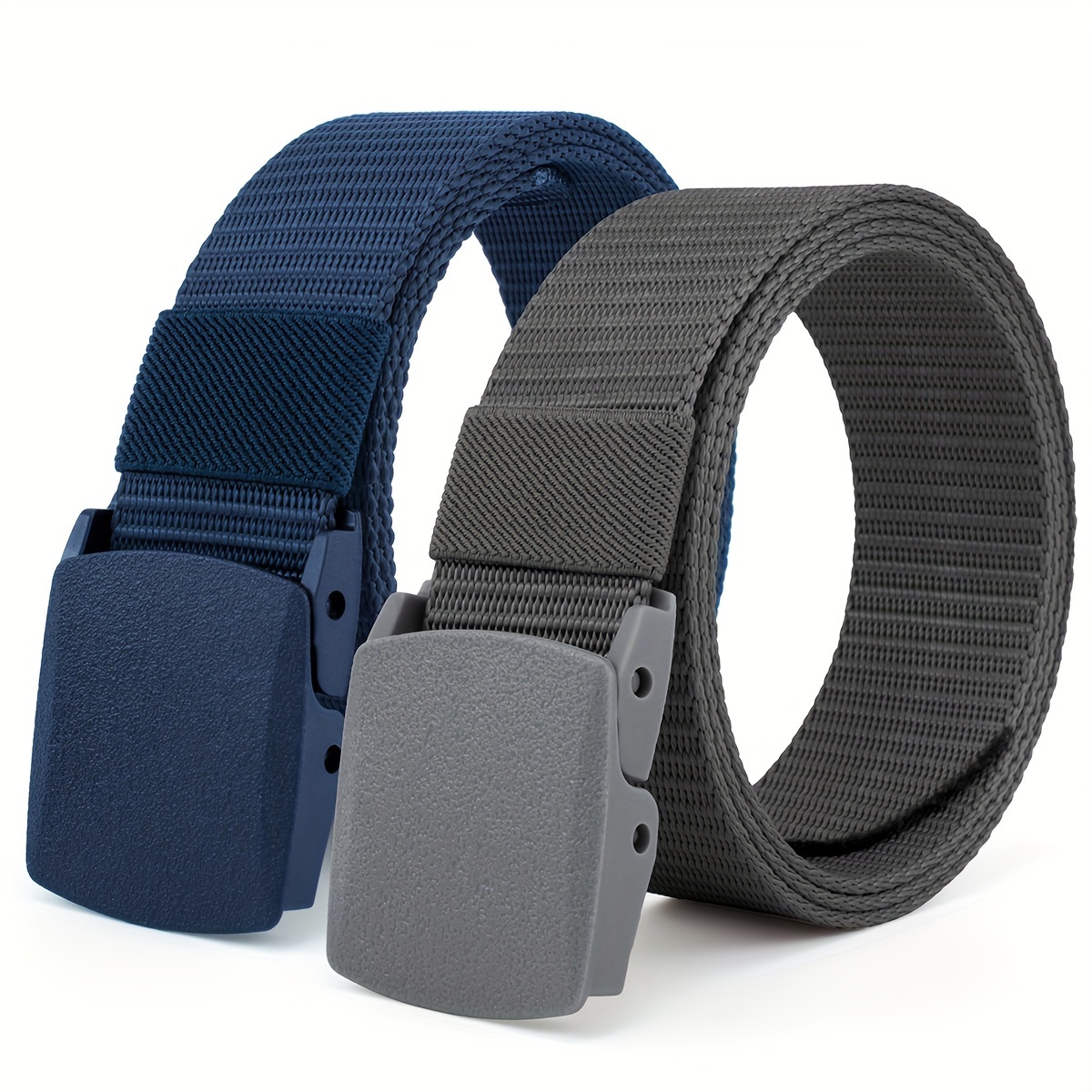 2 Pack Casual Belts with Nylon Webbing Quick Release Buckle